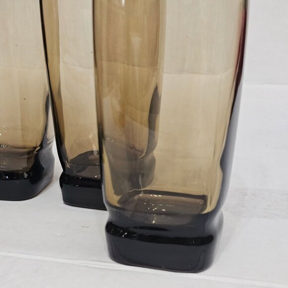 4 Libbey Carrington Smoke Cooler Glasses 17oz square beveled base 6" glassware 2 - Picture 2 of 6